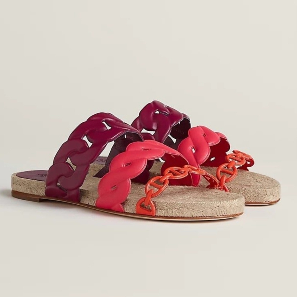 Hermès Gwen Espadrilles Pink/Purple/Orange Sz 37